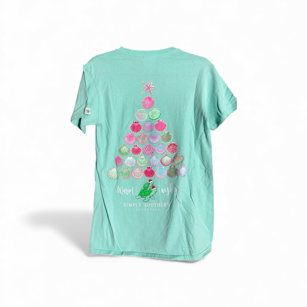 Simply Southern Teal T- Shirt Christmas Tree Shells